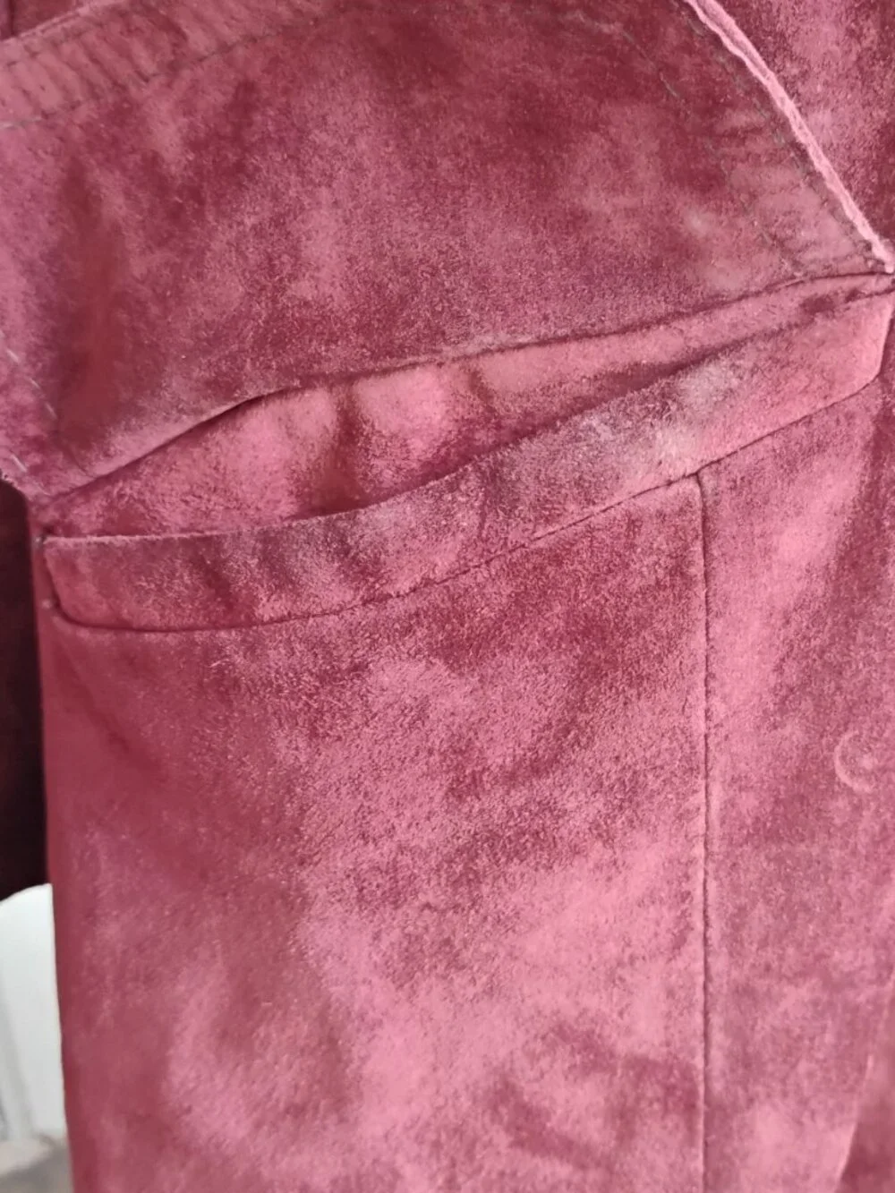 Marquis of London Women’s Vintage Suede Burgundy Long Jacket Size 6-8 - Picture 9 of 14